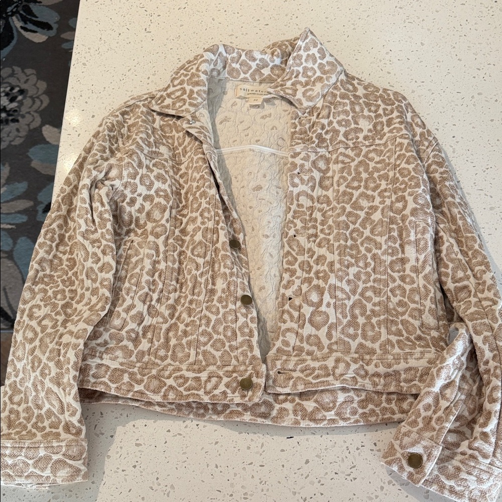 Saltwater LUXE Beige Leopard Print Jean Jacket
